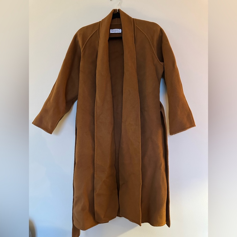 Quaint Dion Dulama Quantas Wool and Cashmere Brown Wrap Robe Coat